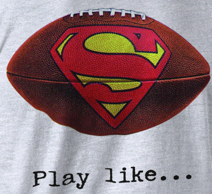 Superman "Play Like" Football Logo on Ash Grey Colored Pocket Tshirt - TshirtNow.net - 2