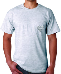 Thumbnail for Superman 'Play like' : Golf Logo on Ash Grey Colored Pocket Tshirt - TshirtNow.net - 3