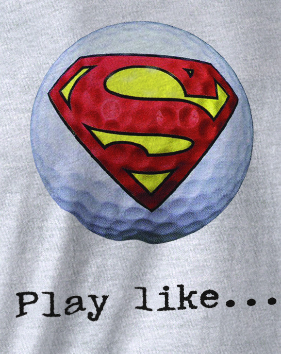 Superman 'Play like' : Golf Logo on Ash Grey Colored Pocket Tshirt - TshirtNow.net - 2