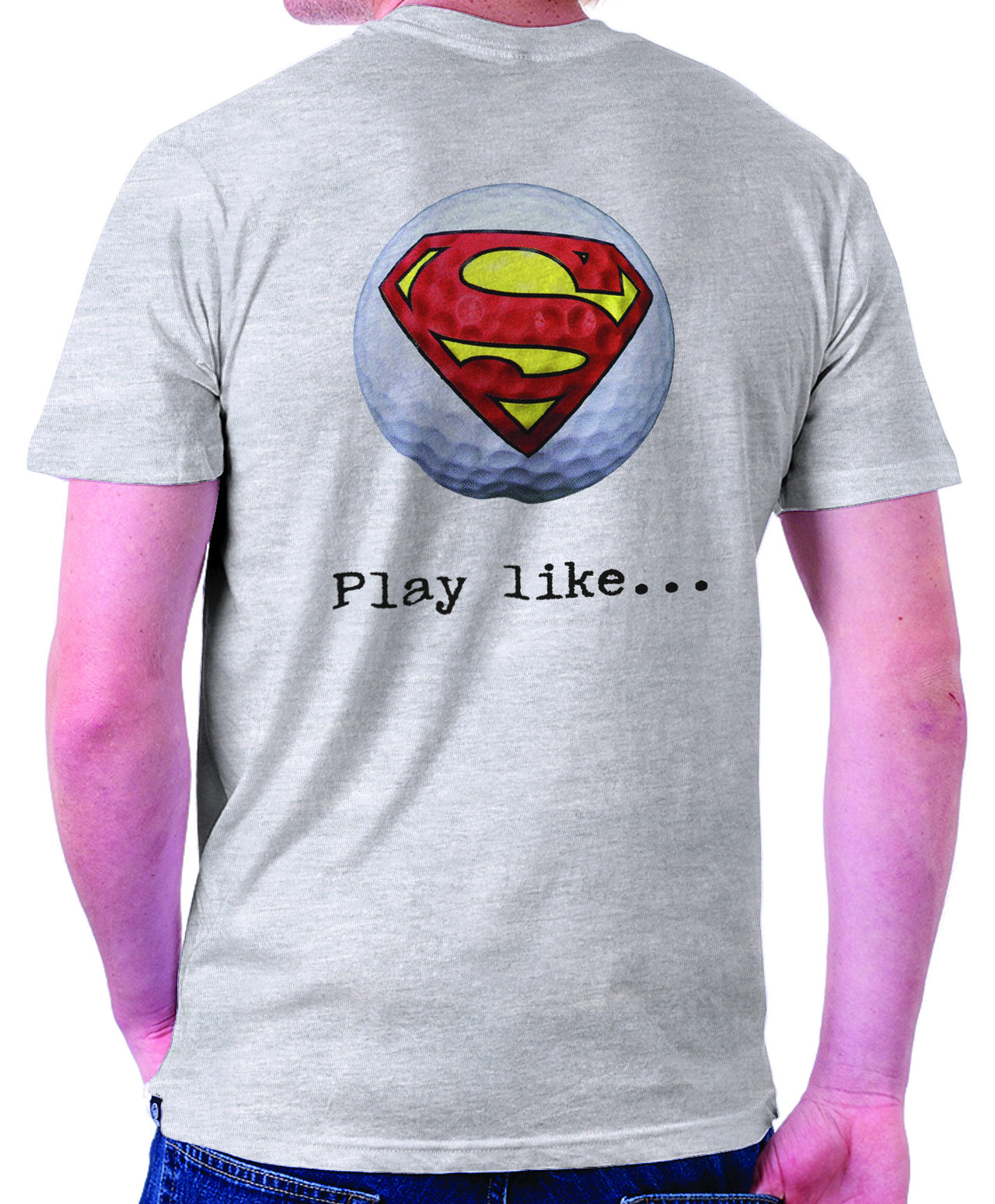 Superman 'Play like' : Golf Logo on Ash Grey Colored Pocket Tshirt - TshirtNow.net - 1