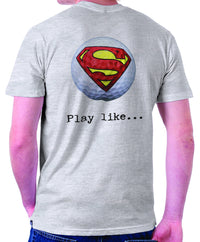 Thumbnail for Superman 'Play like' : Golf Logo on Ash Grey Colored Pocket Tshirt - TshirtNow.net - 1