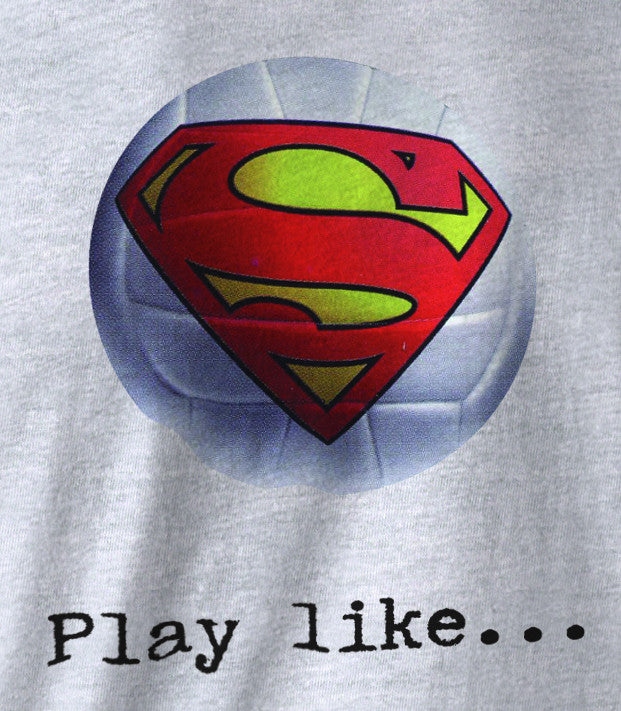 Superman 'Play like' : Volleyball Logo on Ash Grey Colored Pocket Tshirt - TshirtNow.net - 3