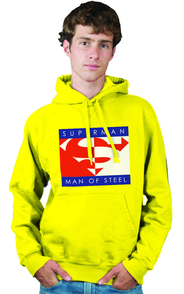 Superman "Man of Steel" Logo on Yellow Mens Hoodie - TshirtNow.net - 1