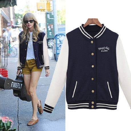 Women's College Style Taylor Swift Varsity Baseball Jacket