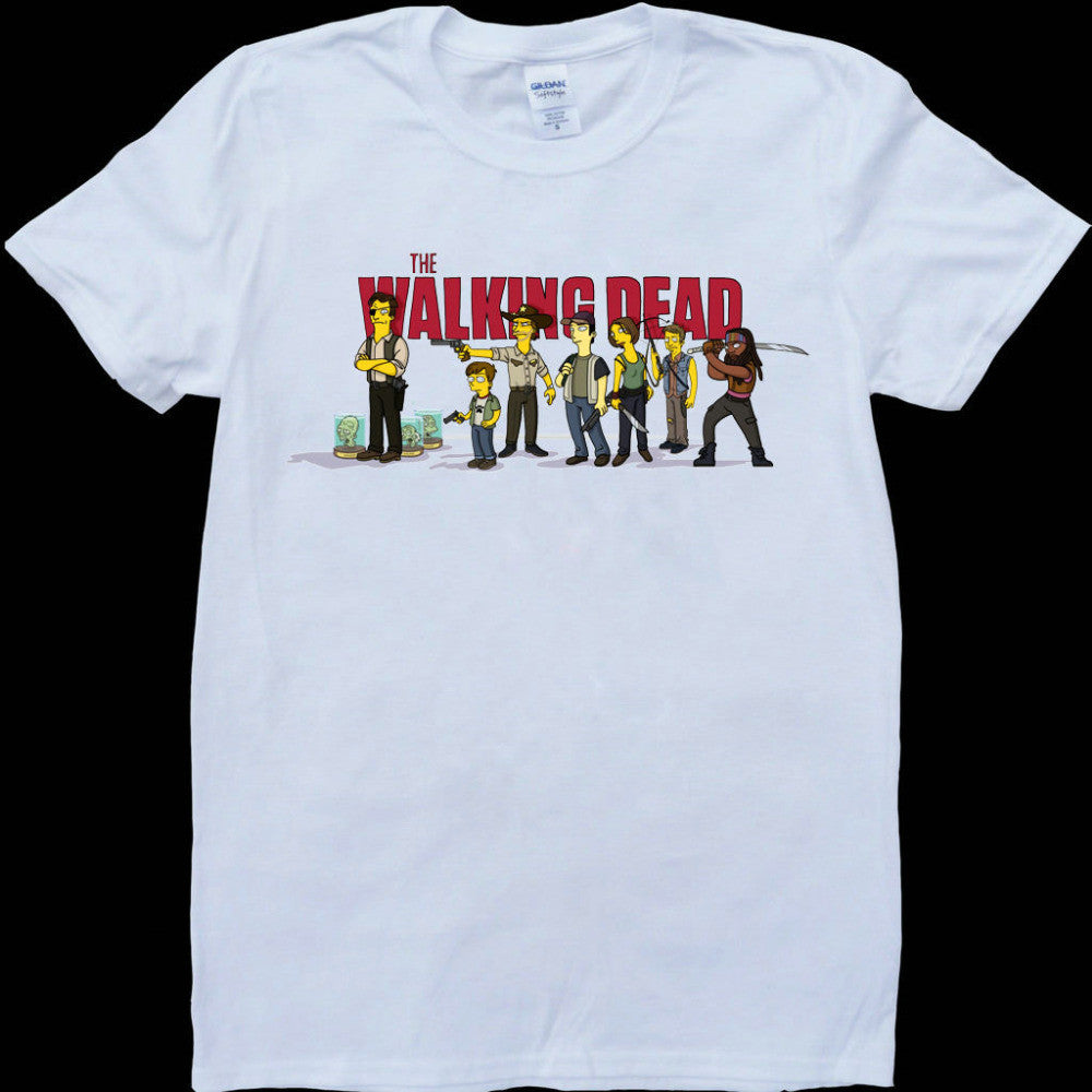 The Walking Dead Cast as Simpsons Characters Walking Dead Logo Tshirt - TshirtNow.net