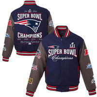 Thumbnail for New England Patriots 5-Time Super Bowl Champions Wool Varsity Jacket