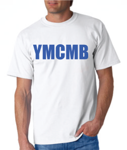 Ymcmb Tshirt: White With Blue Print - TshirtNow.net - 1