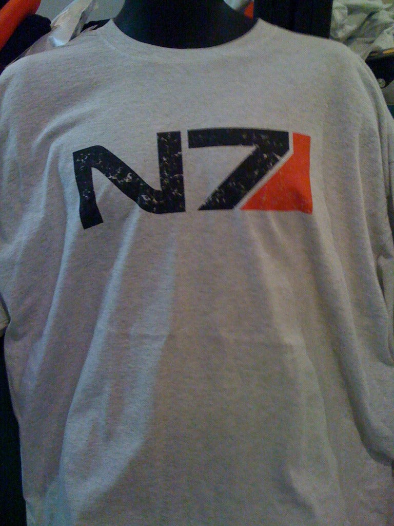 Mass Effect 2 N7 Vintage Worn Look Ash Colored Shirt - TshirtNow.net - 2