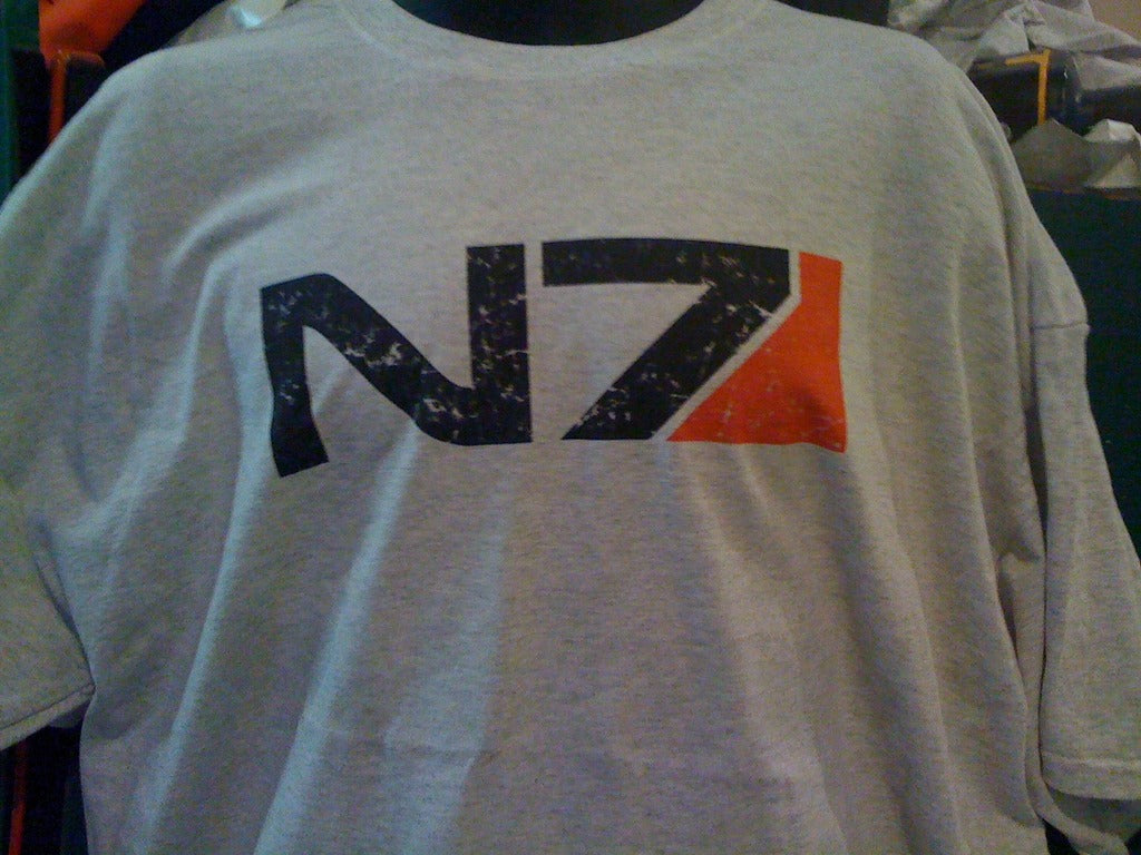 Mass Effect 2 N7 Vintage Worn Look Ash Colored Shirt - TshirtNow.net - 1