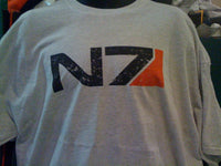 Thumbnail for Mass Effect 2 N7 Vintage Worn Look Ash Colored Shirt - TshirtNow.net - 1