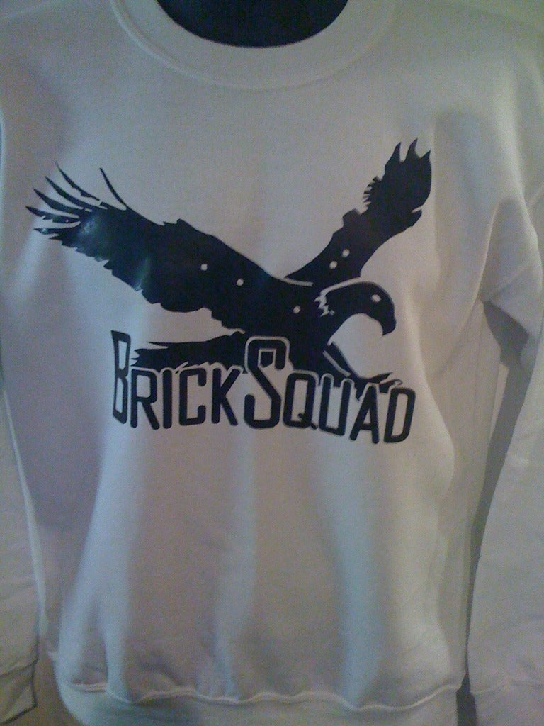 Brick Squad Crewneck: White With Black Print - TshirtNow.net - 3