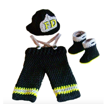 Newborn Infant Firefighter Baby Bunkers Handmade Crochet Knitted Costume - TshirtNow.net - 7