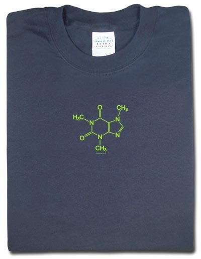 Caffeine Molecule Tshirt: Black With White Print - TshirtNow.net