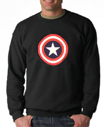 OFFICIALLY LICENSED Captain America Shield Logo Black Crewneck Sweatshirt - TshirtNow.net