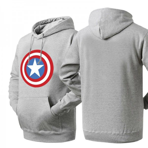 Captain America Shield Logo Ash Colored Hoodie Sweatshirt - TshirtNow.net - 1