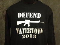 Thumbnail for Defend Watertown 2013 Longsleeve Tshirt: Black With White Print - TshirtNow.net - 3