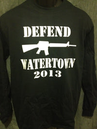 Thumbnail for Defend Watertown 2013 Longsleeve Tshirt: Black With White Print - TshirtNow.net - 1