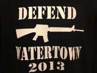 Thumbnail for Defend Watertown 2013 Longsleeve Tshirt: Black With White Print - TshirtNow.net - 2