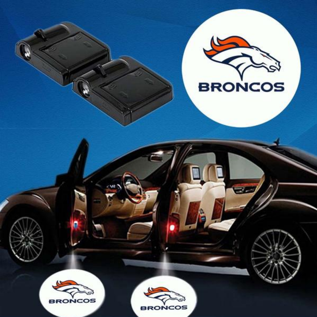 2 NFL DENVER BRONCOS WIRELESS LED CAR DOOR PROJECTORS
