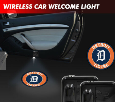 2 MLB DETROIT TIGERS WIRELESS LED CAR DOOR PROJECTORS