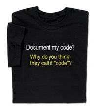 Thumbnail for Document my Code? isn't That Why They Call it Code? Tshirt: Black With White Print - TshirtNow.net
