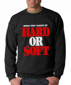 The Connect 'Hard Or Soft' Crewneck: Black With Red and White Print - TshirtNow.net