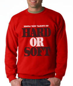 The Connect 'Hard Or Soft' Crewneck: Red With White and Black Print - TshirtNow.net