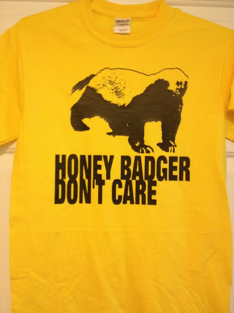 Honey Badger Don't Care Tshirt Black Print on Yellow Tshirt - TshirtNow.net - 2