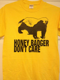 Thumbnail for Honey Badger Don't Care Tshirt Black Print on Yellow Tshirt - TshirtNow.net - 2
