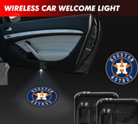 2 MLB HOUSTON ASTROS WIRELESS LED CAR DOOR PROJECTORS