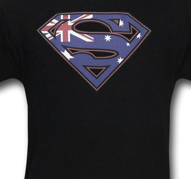 Superman Australian Flag Logo Black Tshirt - TshirtNow.net - 1