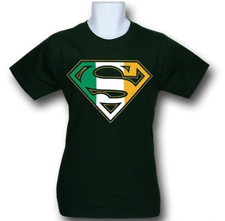 Superman Irish Flag Logo Kelly Green Tshirt - TshirtNow.net - 1