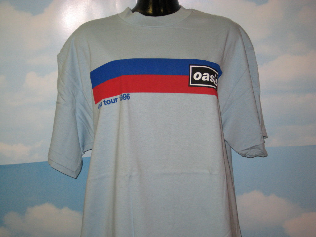 Oasis 1996 Tour Racer Stripe Adult Blue Size XL Extra Large Tshirt - TshirtNow.net - 1