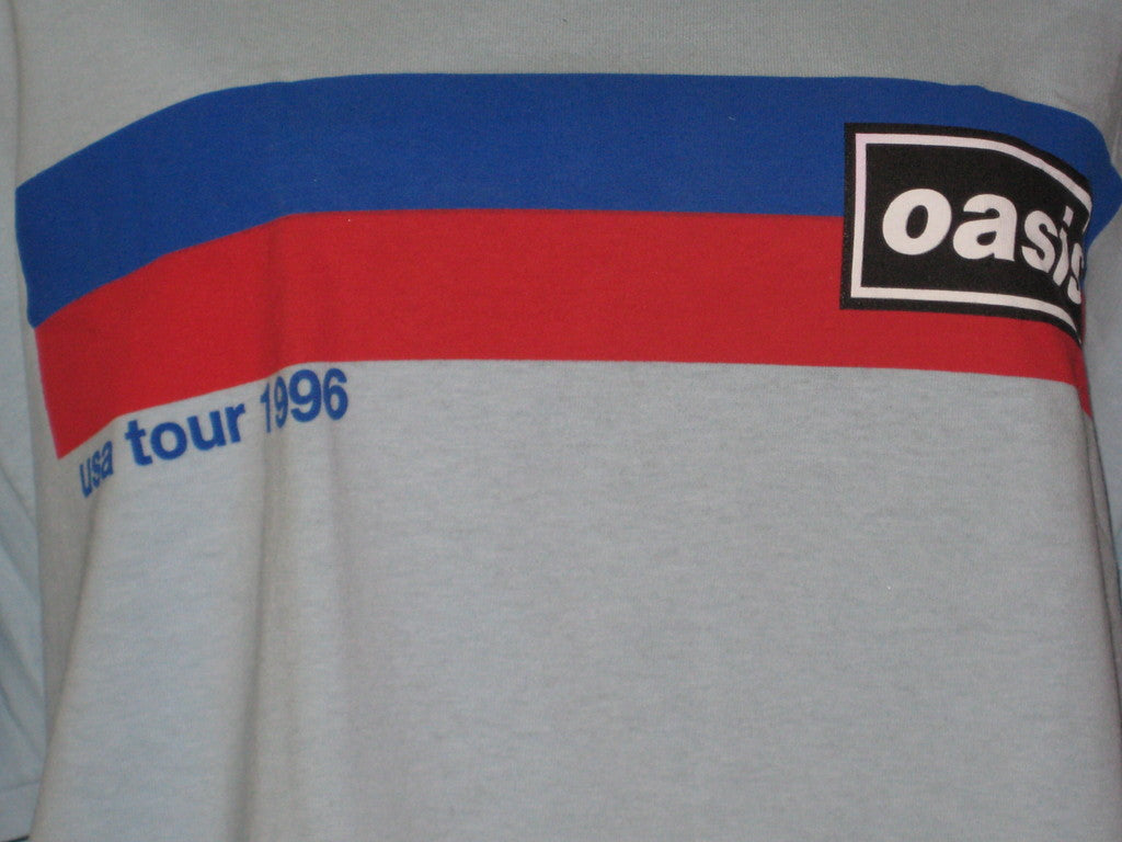 Oasis 1996 Tour Racer Stripe Adult Blue Size XL Extra Large Tshirt - TshirtNow.net - 2