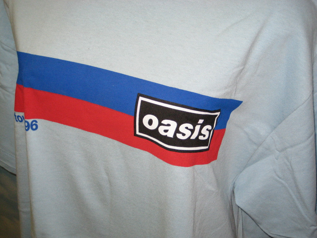 Oasis 1996 Tour Racer Stripe Adult Blue Size XL Extra Large Tshirt - TshirtNow.net - 3