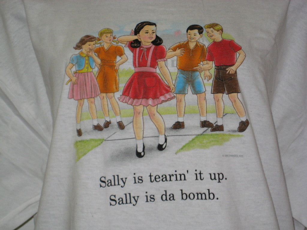 Childhood Sally is Tearin it Up, Sally is Da Bomb Adult White Tshirt - TshirtNow.net - 3