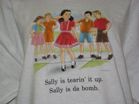 Thumbnail for Childhood Sally is Tearin it Up, Sally is Da Bomb Adult White Tshirt - TshirtNow.net - 3