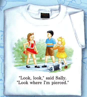 Childhood Look Where i'm Pierced Said Sally White Tshirt - TshirtNow.net - 1