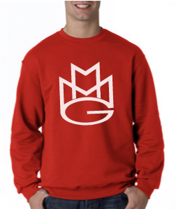 Maybach Music Crewneck Sweatshirt:Red with White Print - TshirtNow.net - 1