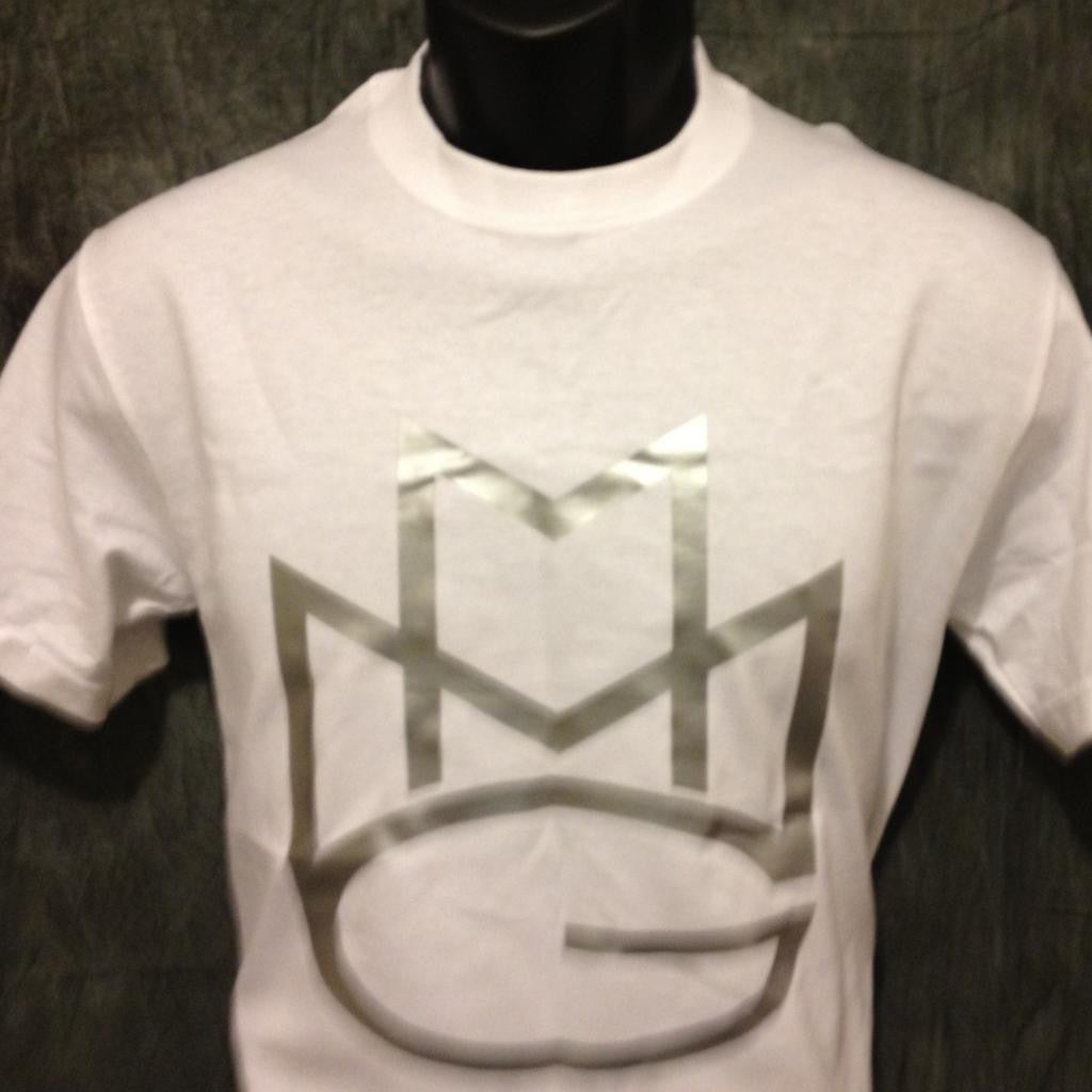 Maybach Music Group Tshirt: White Tshirt with Silver Print - TshirtNow.net - 2