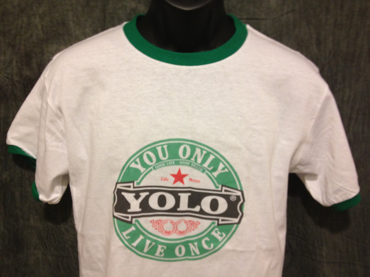 Drake Yolo Girls Ringer Tshirt: Yolo Print on Green Womens Ringer Tshirt - TshirtNow.net - 1