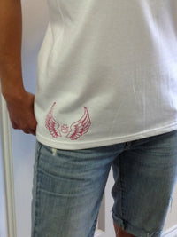 Thumbnail for Maybach Music Group Girls Tshirt: Pink Print on White Womens Tshirt - TshirtNow.net - 3