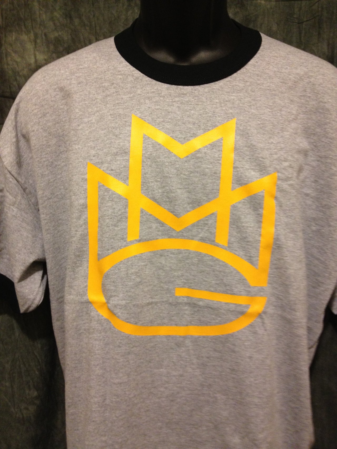Maybach Music Group MMG Tshirt: Yellow Print on Grey & Black Ringer TShirt - TshirtNow.net - 2