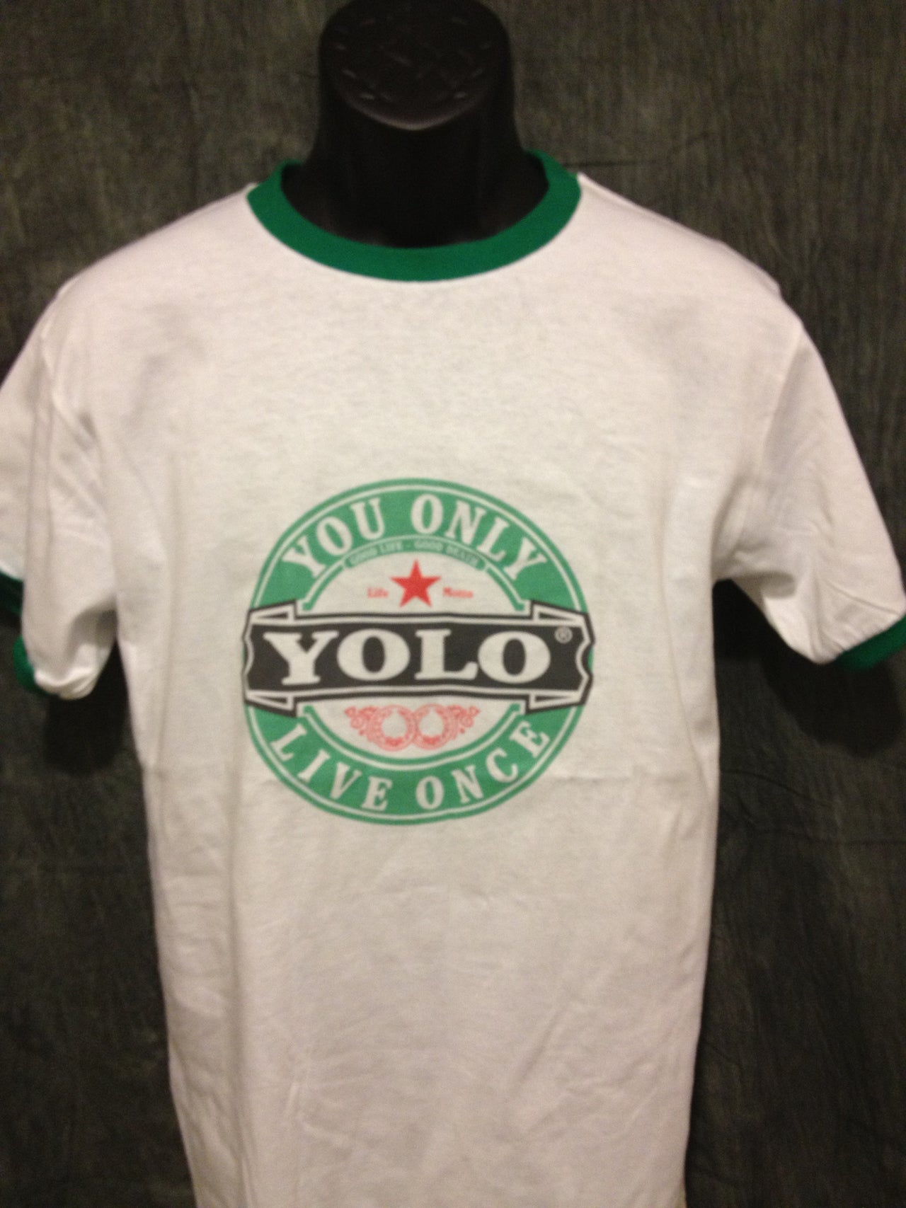 Drake Yolo Ringer Tshirt: Yolo Print on Green Ringer Tshirt - TshirtNow.net - 2
