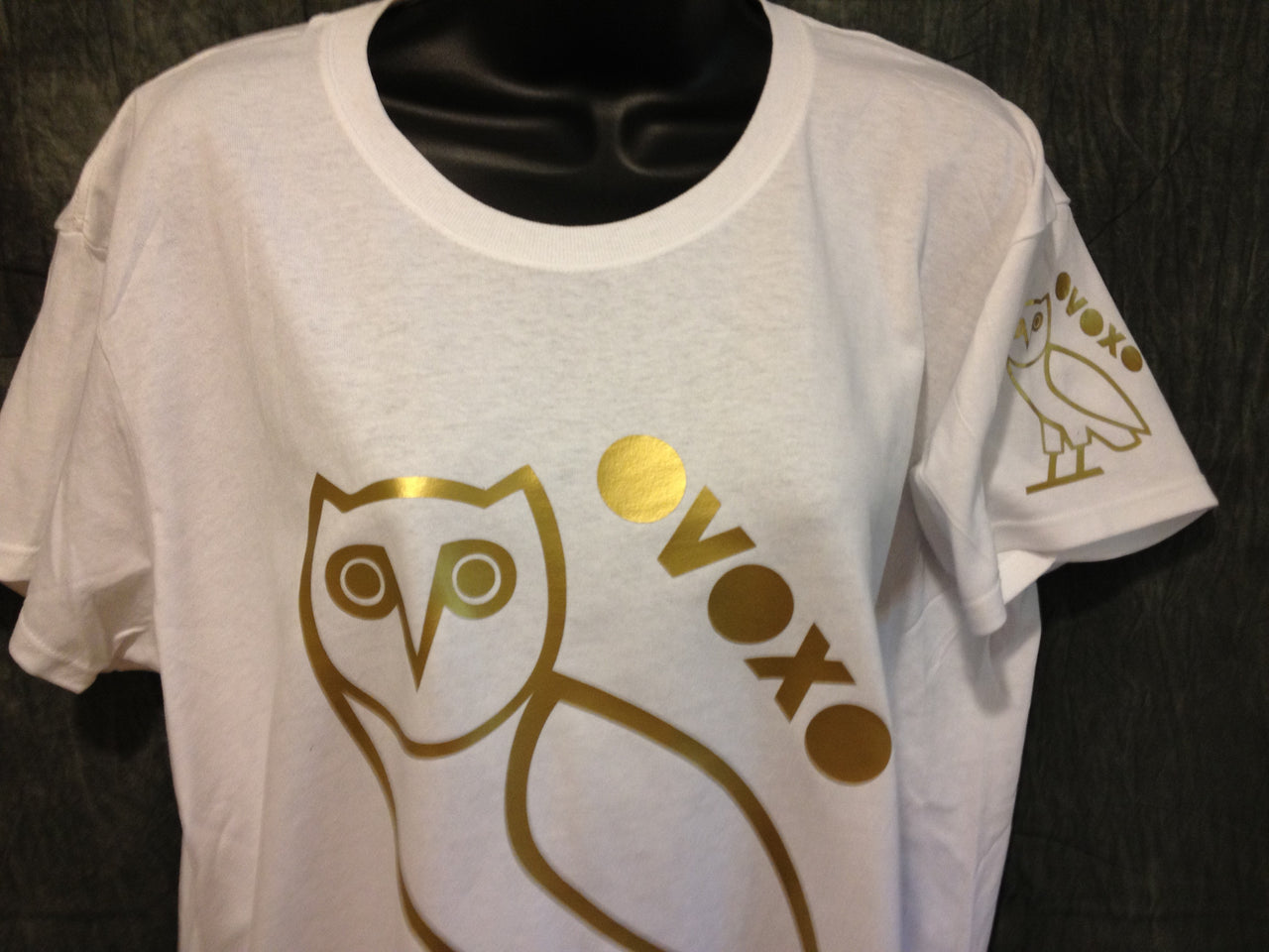 Ovo Drake October's Very Own Ovoxo Owl Gang Girls Tshirt: Gold Print on White Womens Tshirt - TshirtNow.net - 3