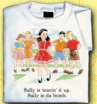 Childhood Sally is Tearin it Up, Sally is Da Bomb Adult White Tshirt - TshirtNow.net - 1