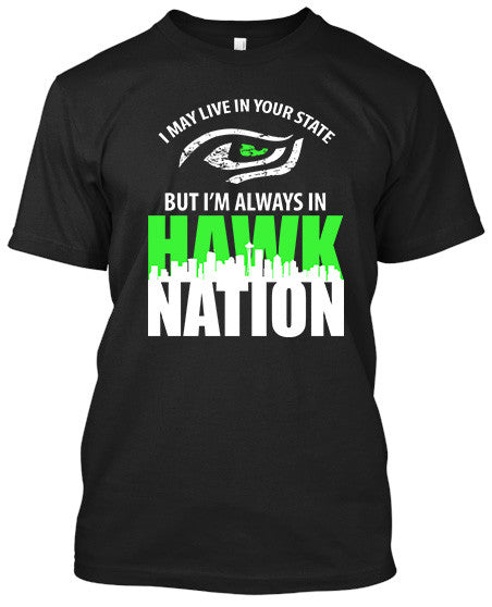 NFL Seattle Seahawks Hawk Nation Black Tshirt - TshirtNow.net - 1