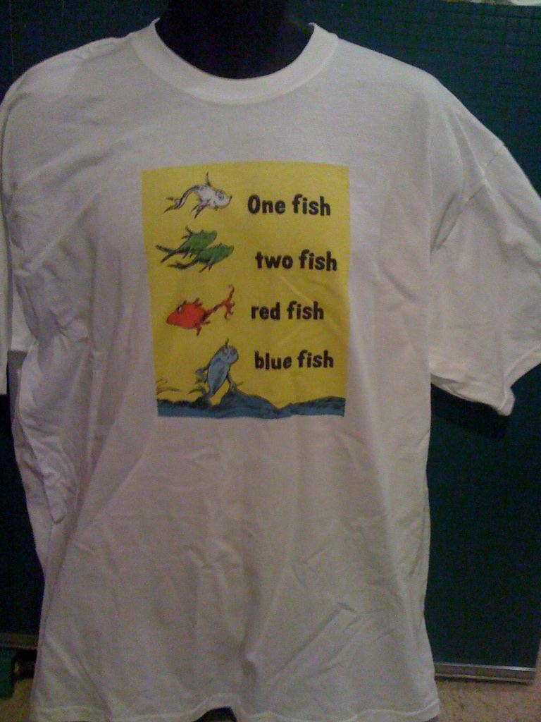 Dr. Seuss One Fish, Two Fish, Red Fish, Blue Fish Tshirt: White Tshirt - TshirtNow.net - 3