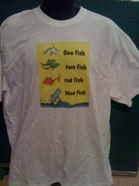 Thumbnail for Dr. Seuss One Fish, Two Fish, Red Fish, Blue Fish Tshirt: White Tshirt - TshirtNow.net - 3