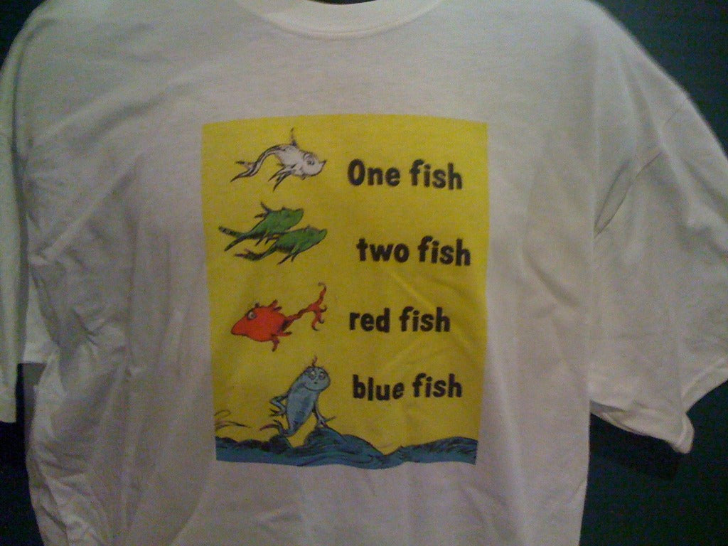 Dr. Seuss One Fish, Two Fish, Red Fish, Blue Fish Tshirt: White Tshirt - TshirtNow.net - 4